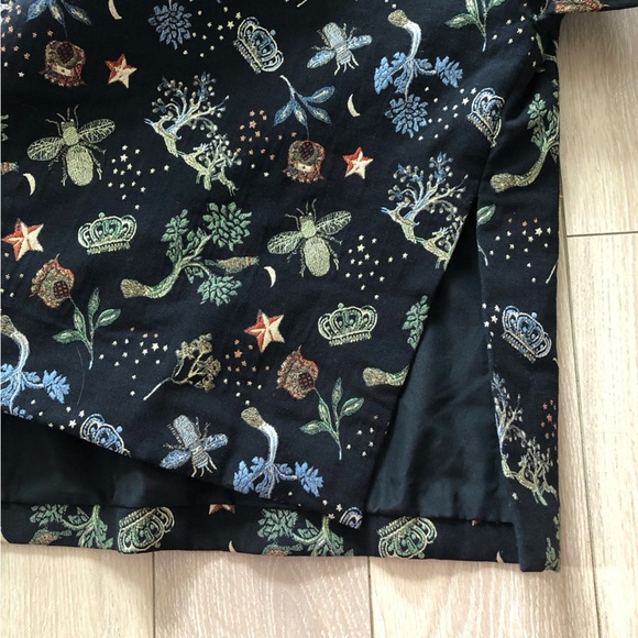 H&M Botanical Embroidered Midi Length Jacket in Black Size S - Picture 9 of 15